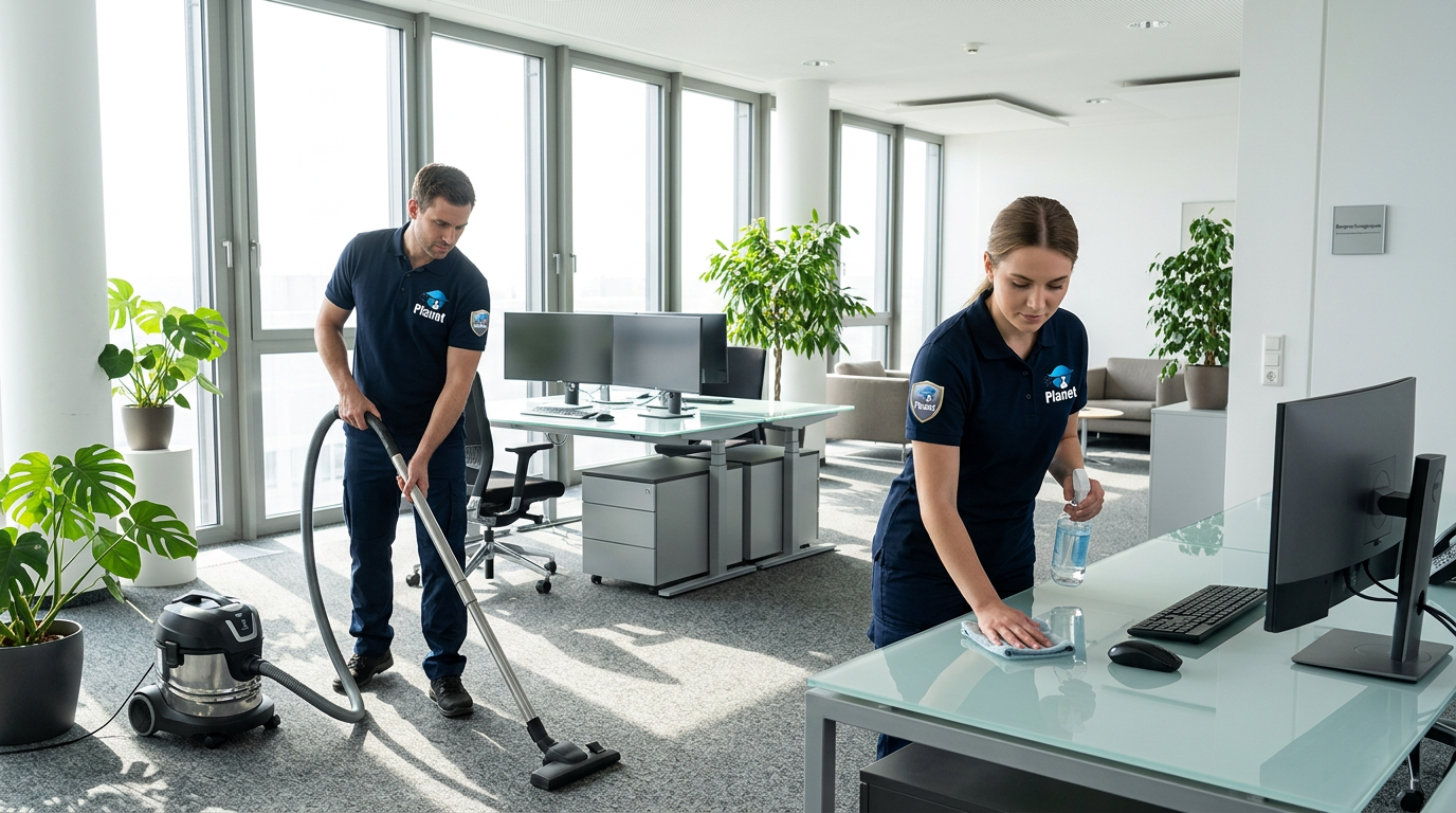 Büroreinigung – Planet Reinigungsservice Team bei der Arbeit